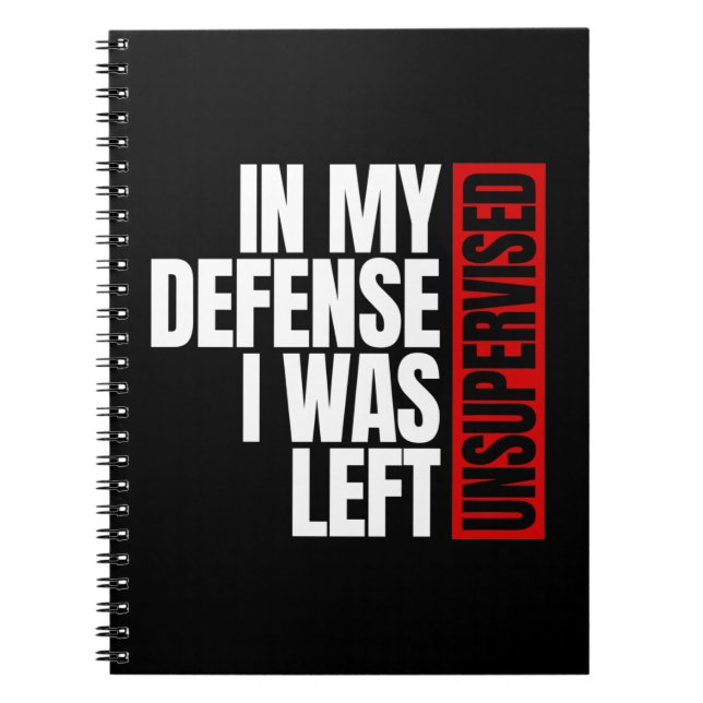 Caderno Espiral Em Minha Defesa Eu Fui Deixado Sem Supervisão (Frente)