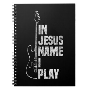Caderno Espiral Em Nome De Jesus Eu Toco Guitarra, Violão Cristão