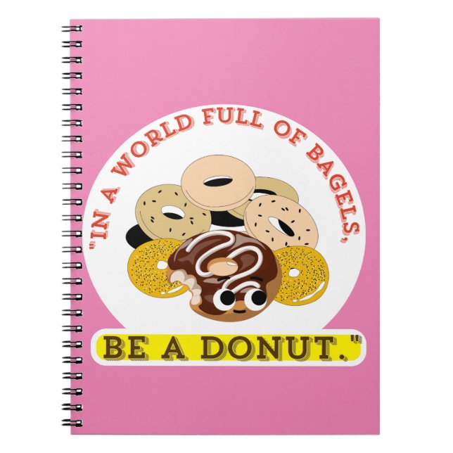 CADERNO ESPIRAL EM UMA PALAVRA DE BAGELS, SEJA UMA ROSQUINHA (Frente)