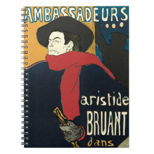 Caderno Espiral Embaixadores, Aristide Bruant por Toulouse Lautrec