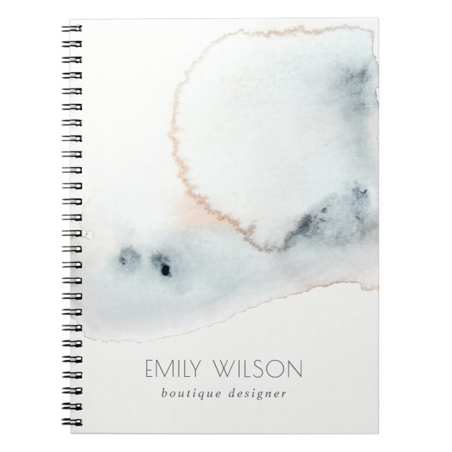 Caderno Espiral Embalagem Dourada de Aqua Azul Elegante (Frente)