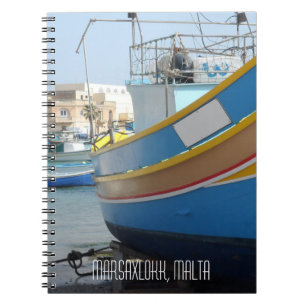 Caderno Espiral Embarcações de pesca com listras antigas de Malta