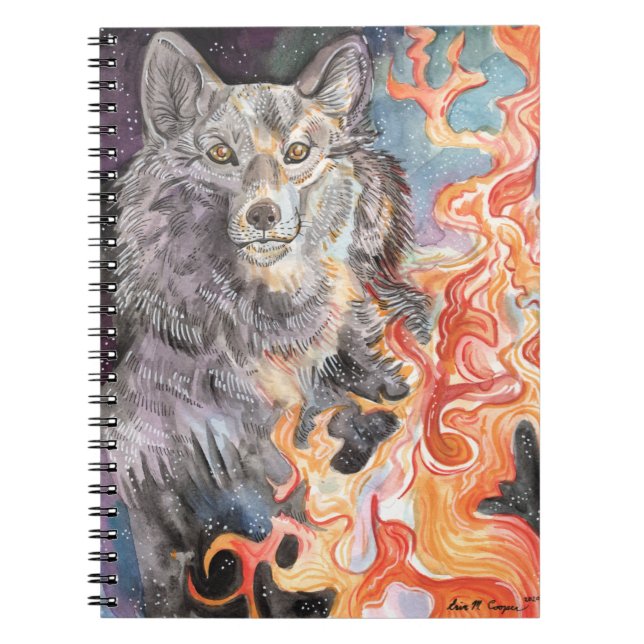 Caderno Espiral Ember Eyes Wolf Watercolor (Frente)