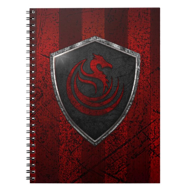 Caderno Espiral Emblema do Dragão Vermelho Moderno Casaco de Armas (Frente)