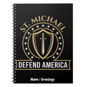 Caderno Espiral Emblema Tático Escudo Defenda a América São Miguel