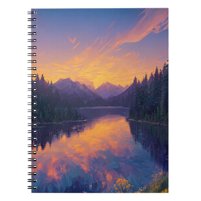 Caderno Espiral Embrião em um lago de floresta oculto (Frente)