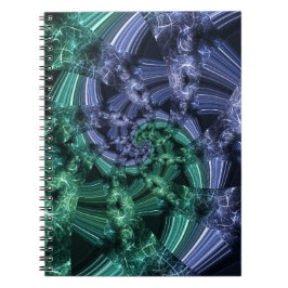 Caderno Espiral Emerald Blue Crystalline Energy Fractal Art