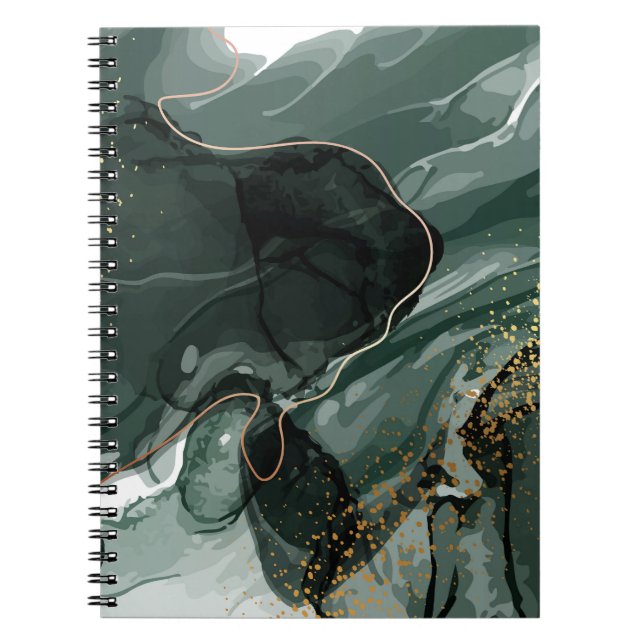 Caderno Espiral Emerald Green e Dourado Marble, Fundo Marble (Frente)