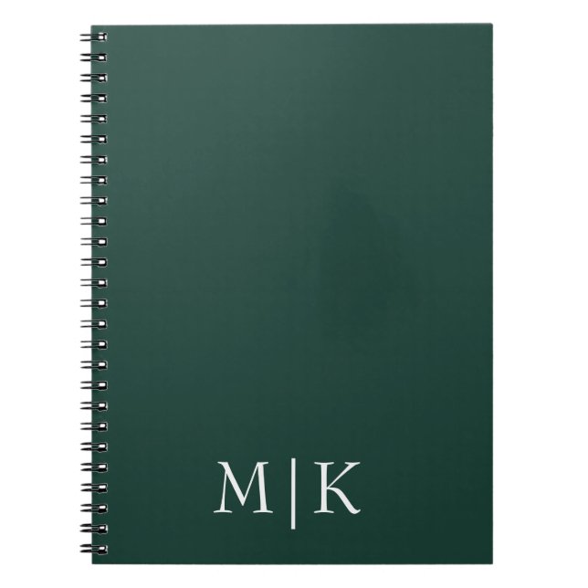 Caderno Espiral Emerald Green e White | Monograma Moderno (Frente)