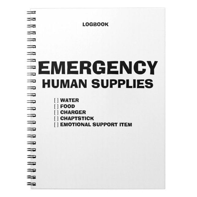 Caderno Espiral Emergency Human Supplies (Frente)
