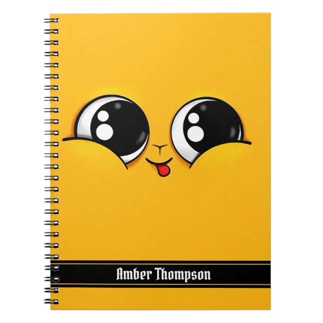 Caderno Espiral Emoji Amarelo de rosto bonito (Frente)