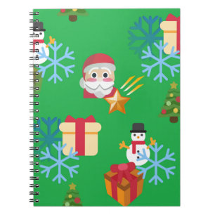 Caderno Espiral emoji de natal verde