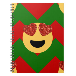 Caderno Espiral emoji do coração de natal