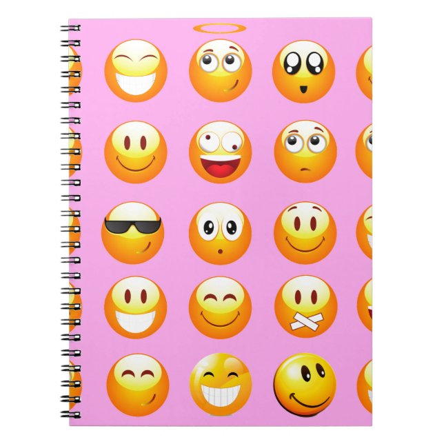 Caderno Espiral emoji rosa pastel (Frente)