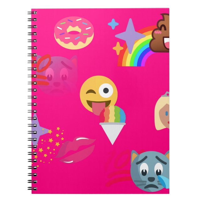Caderno Espiral emoji rosa quente (Frente)
