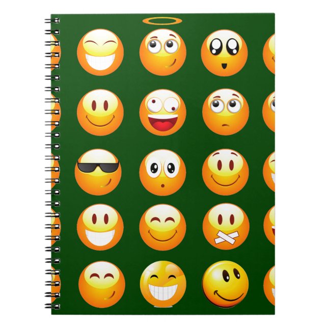 Caderno Espiral emoji verde-escuro (Frente)