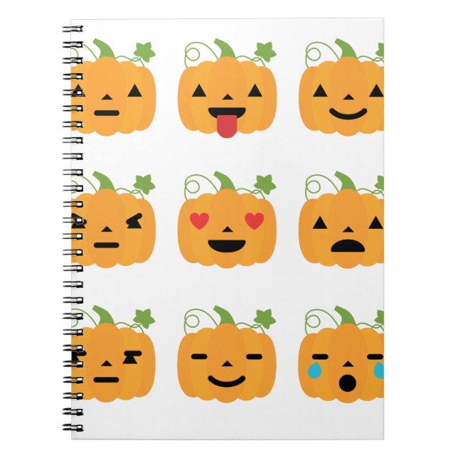 Caderno Espiral emojis de abóbora-das-bruxas (Frente)