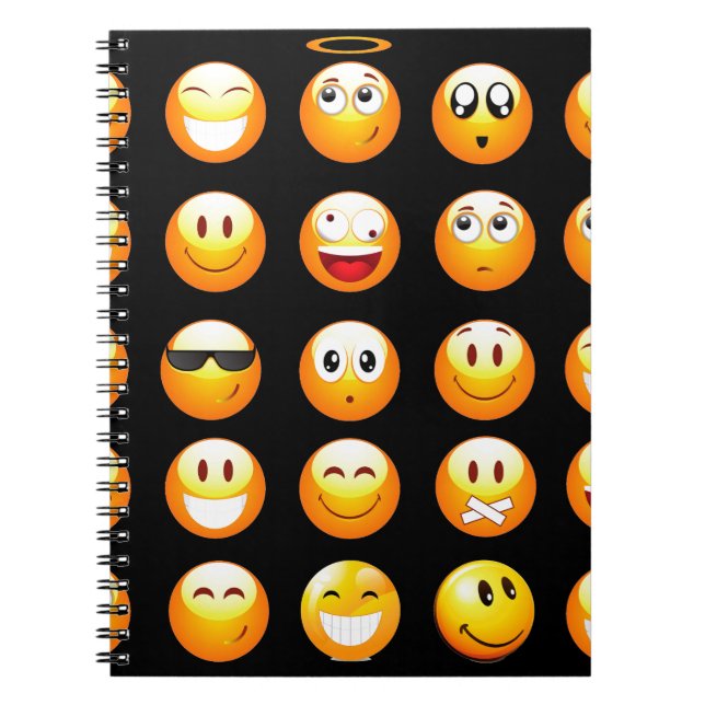 Caderno Espiral emojis preto (Frente)