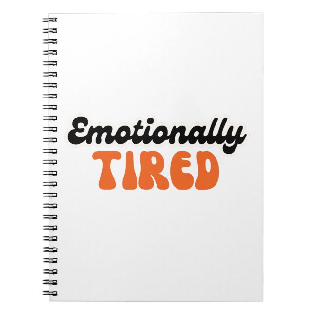 Caderno Espiral Emotionally Tired Retro Bubble Text Design (Frente)