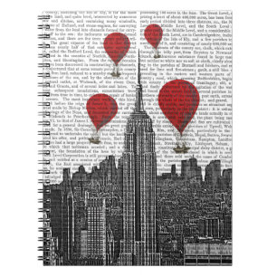 Caderno Espiral Empire State Building e Red Hot Air Balloons