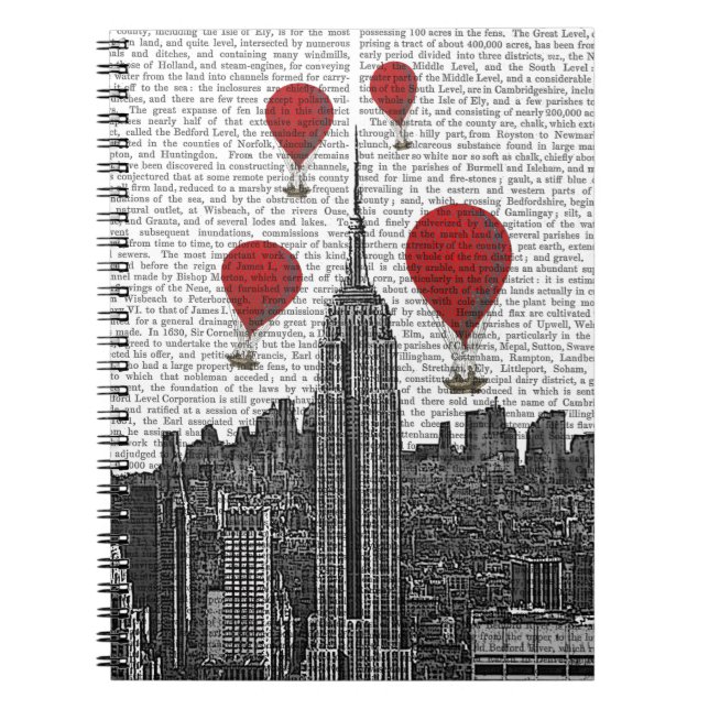Caderno Espiral Empire State Building e Red Hot Air Balloons (Frente)