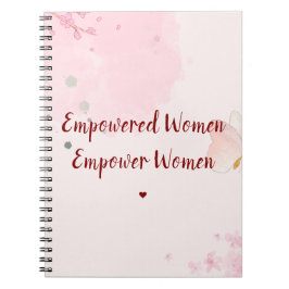 Caderno Espiral Empowered Women Pink Watercolor Floral Women's Day