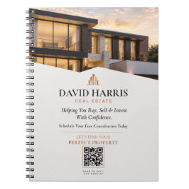 Caderno Espiral Empresa de Imóveis de Luxo Moderno Preto e Cobre