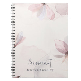 Caderno Espiral Empresa Floral de Aquarela de Abstrato Blush Elega
