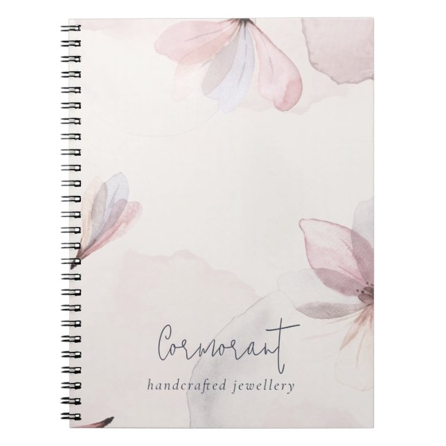 Caderno Espiral Empresa Floral de Aquarela de Abstrato Blush Elega (Frente)