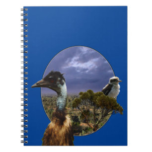 Caderno Espiral Emu Australiano E Kookaburra,