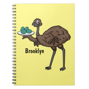 Caderno Espiral Emu with eggs cartoon illustration