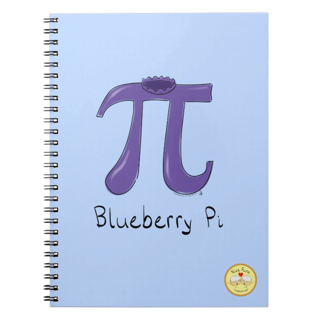 Caderno Espiral Encantador de Símbolo de Matemática Blueberry Pi E (Frente)