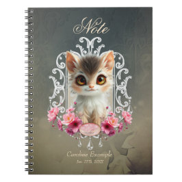 Caderno Espiral Encantador, gatinho fofo