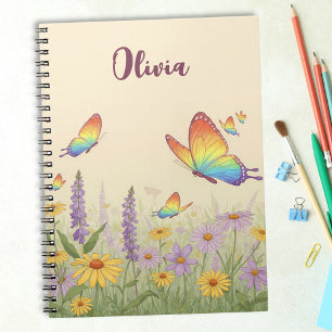 Caderno Espiral Encantador Prado de Borboletas Pastel