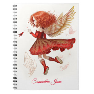 Caderno Espiral Encantadora Escrita da Fada Vermelha Escarlate