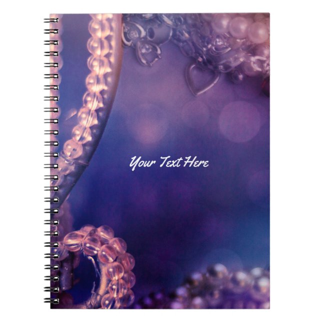 Caderno Espiral Encanto chique do fulgor roxo Glam personalizado (Frente)