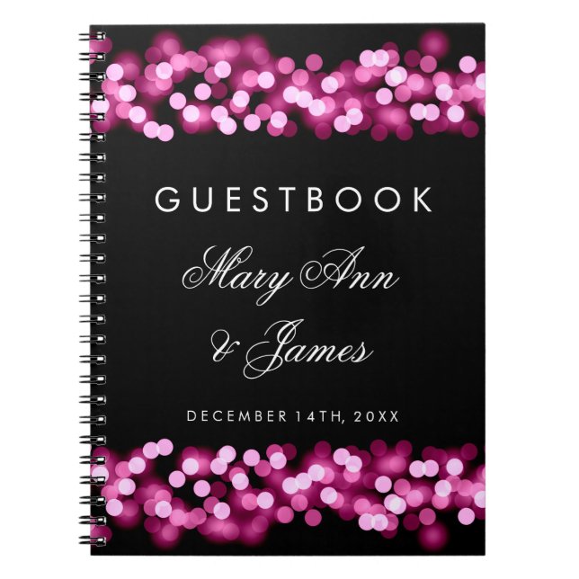 Caderno Espiral Encanto de Hollywood do rosa do Guestbook do (Frente)