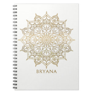 Caderno Espiral Encanto moderno do encanto chique branco Dourado
