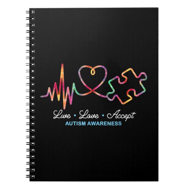 Caderno Espiral Encerramento de string de desenhoAccept Autism Awa (Frente)
