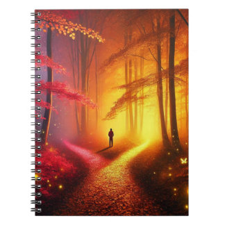 Caderno Espiral Enchanted Crossroads – Vibrant Autumn Forest Art P