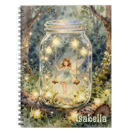 Caderno Espiral Enchanted Fairy in a Jar in a Magical Forest