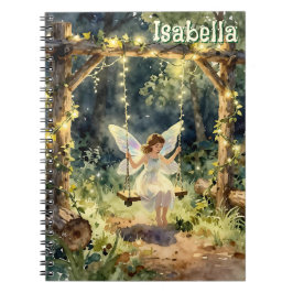Caderno Espiral Enchanted Fairy on a Swing in a Magical Forest