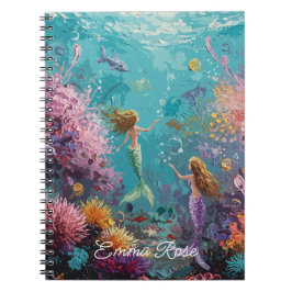 Caderno Espiral Enchanted Mermaid Underwater Scene