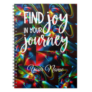 Caderno Espiral Encontre alegria em sua jornada: notebook inspirad