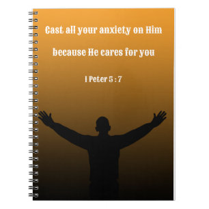 Caderno Espiral Encorajar Bíblia Verso 1 Peter 5 : 7