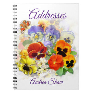 Caderno Espiral Endereço de Pansy e Borboleta