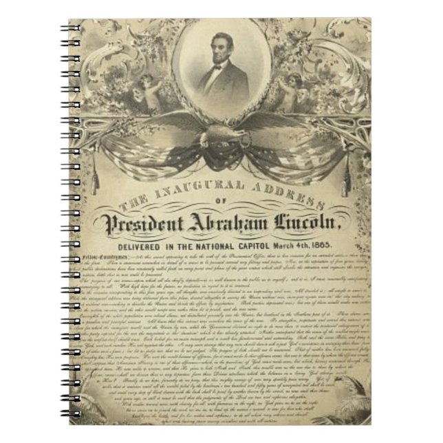 Caderno Espiral Endereço inaugural de lincoln do abe do presidente (Frente)