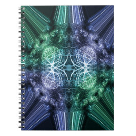 Caderno Espiral Energia Cristalina Azul Esmeralda Arte Fractal