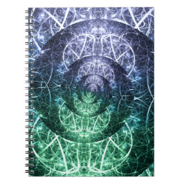 Caderno Espiral Energia Cristalina Azul Esmeralda Arte Fractal