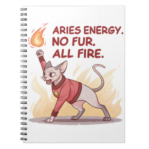 Caderno Espiral Energia de Áries Gato Sphynx Sem Pelo Toda Arte de